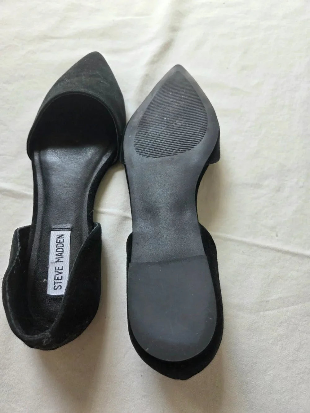Steve Madden D'Orsay black suede pointed flat sandals